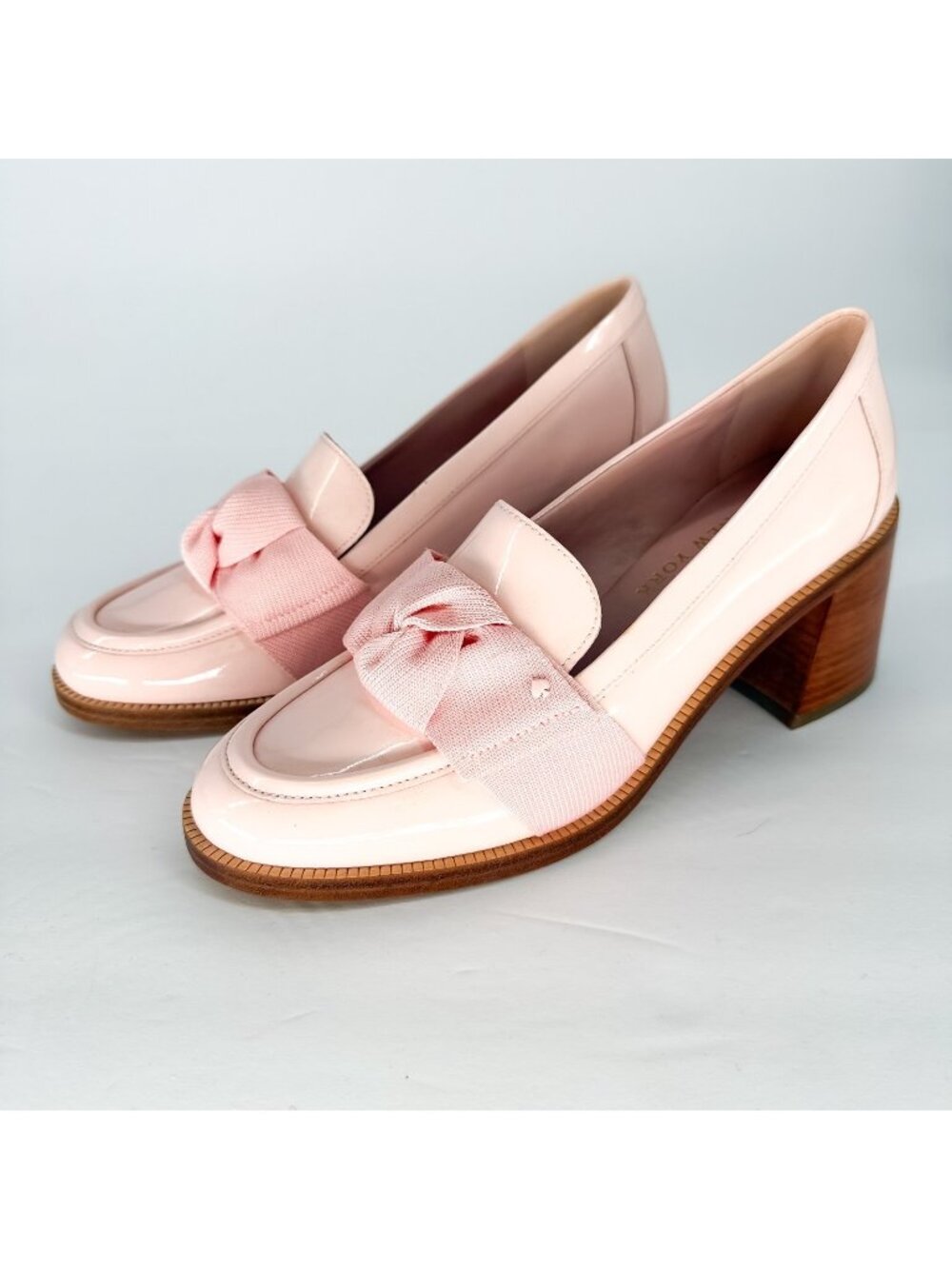 Kate Spade New York Leandra Heeled Loafers Pastry Pink Patent Leather Women's 8B